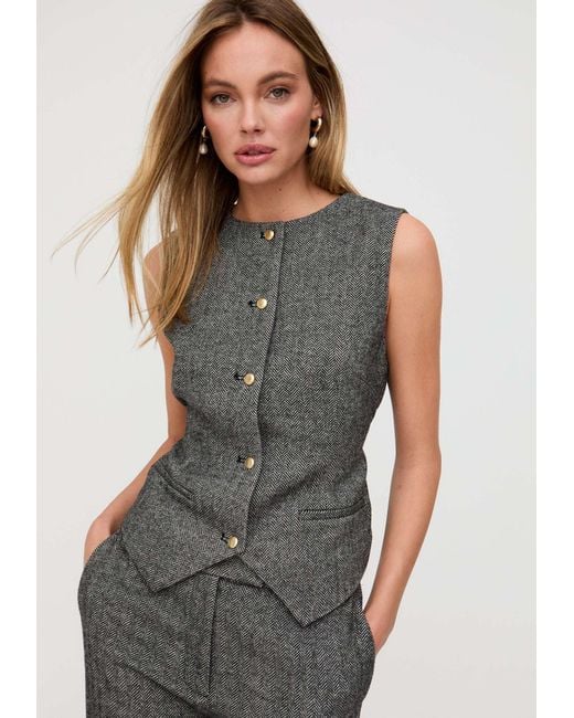 Lily and Lionel Gray Pandora Tailored Herringbone Print Waistcoat