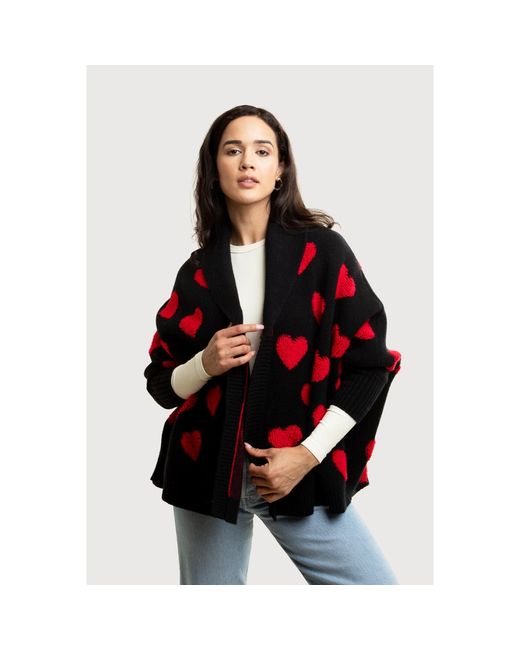 Saachi Red Heart Ribbed Knit & Cardigan