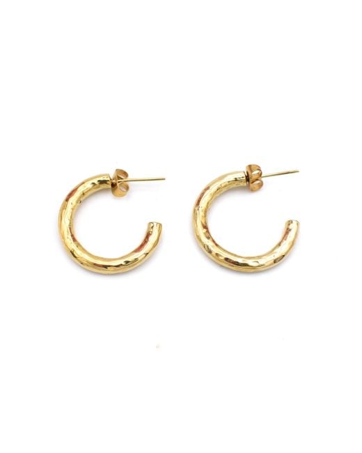 Lala Salama Metallic Hammered Midi Hoops