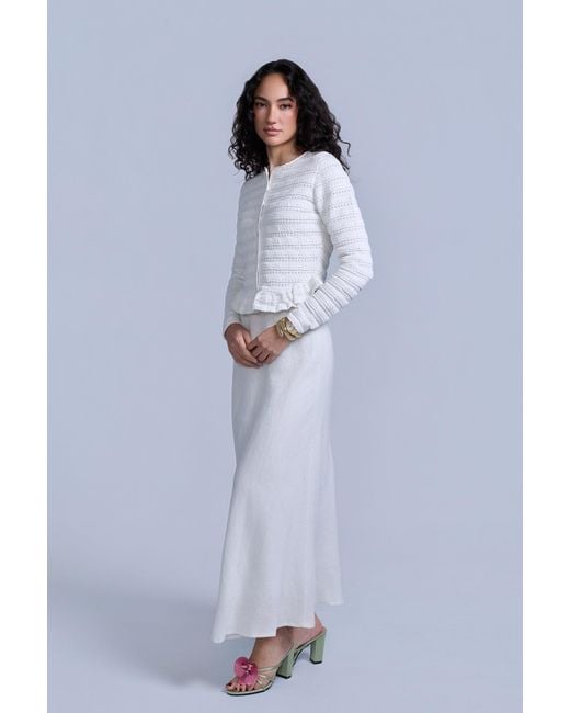 Rave on Trend White Linen Midi Skirt
