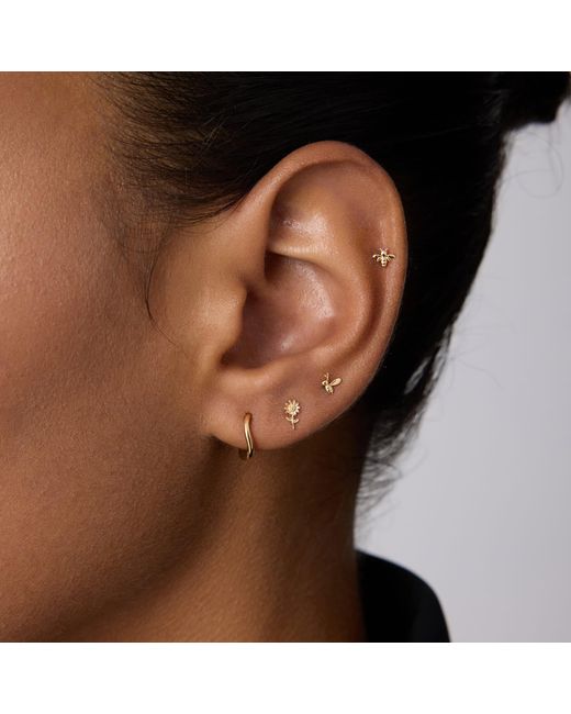 Vanhi Metallic 14K Solid Sunflower Flat Back Stud