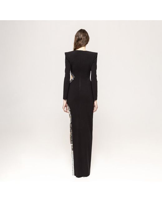 Nissa Black Embellished Maxi Dress