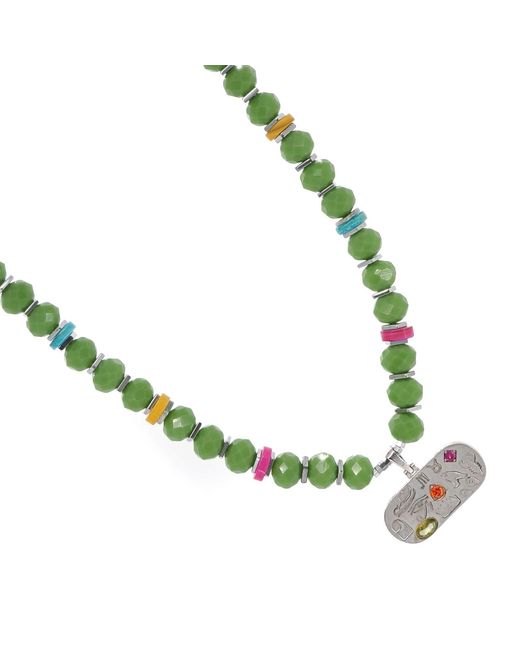 Ebru Jewelry Metallic Sacred Symbols Pendant Colorful Protection Choker Necklace