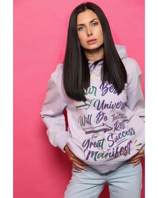 Miracles Manifester Purple Inspirational Affirmation Hoodie With Reflective & Rhinestone Design