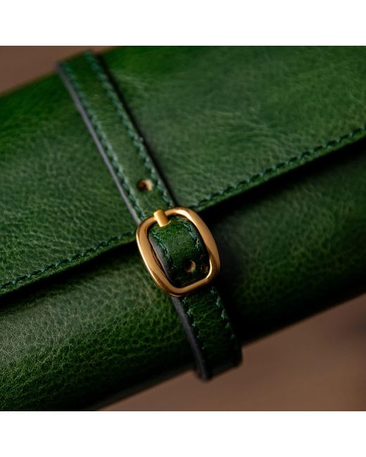 Time Resistance Green Leather Jewelry Case