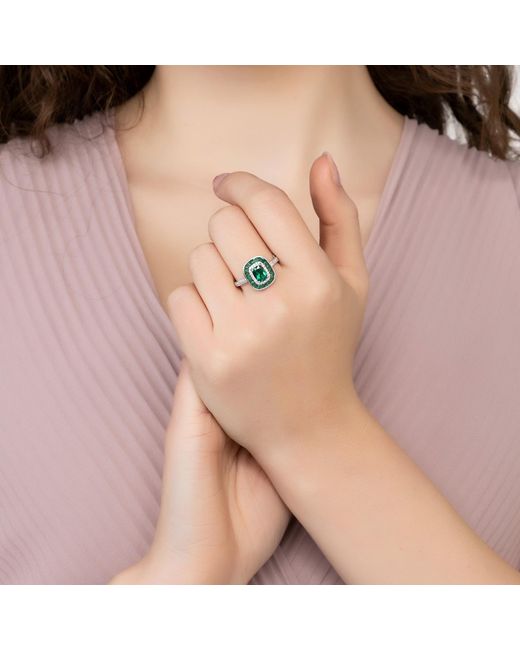 Latelita London Green Great Gatsby Cocktail Ring Emerald