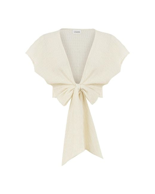 Lilamie White Neutrals Rio Front Tied Crop Dizayn Summer Top