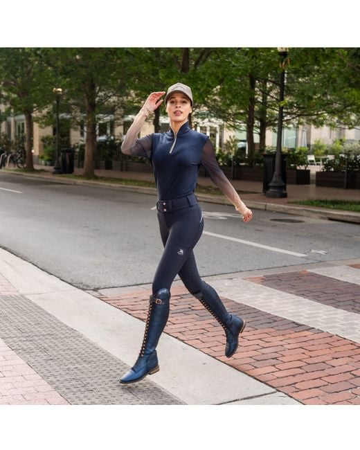 Champagne & Horses Blue Neutrals Equestrian Éco Collection Long Sleeve Sun Shirt With Ombré Mesh Sleeves