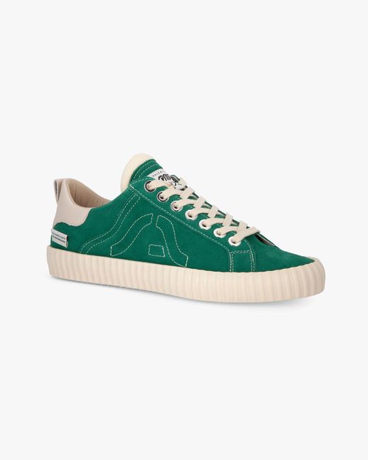 Springa | Unique Vulcanized Sneakers Italian Handmade Green Wavy Suede Dark Sneakers for men