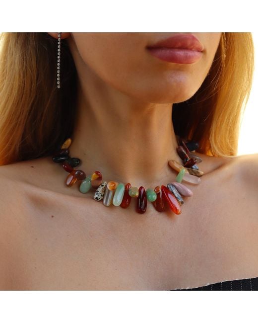 Mineralgems•Studio Red Agate, Jasper & Quartz Gemstone Necklace