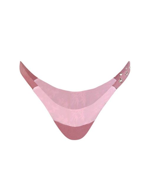 Belletage Swimwear Pink Neutrals The Aurora Ruffle Grommet Bikini Bottom