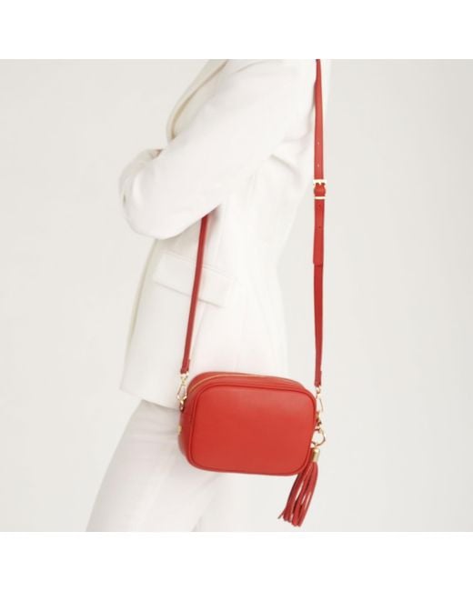 Apatchy London Red The Tassel Scarlet Leather Crossbody Bag