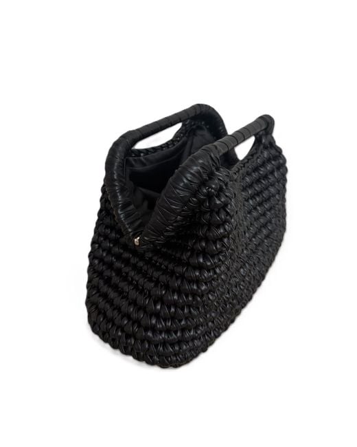 Springmoonatelier Black Metallic Handwoven Sleek Bag