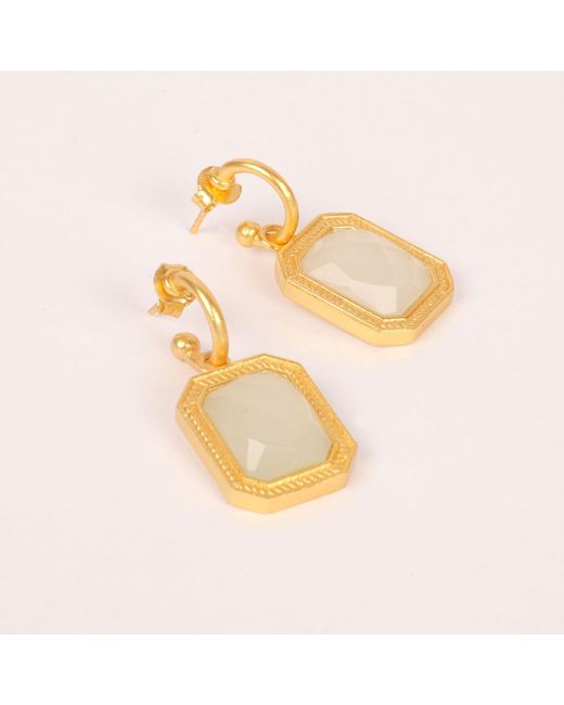 Lila Rasa Metallic Rectangular Sparkling Crystal Hoops