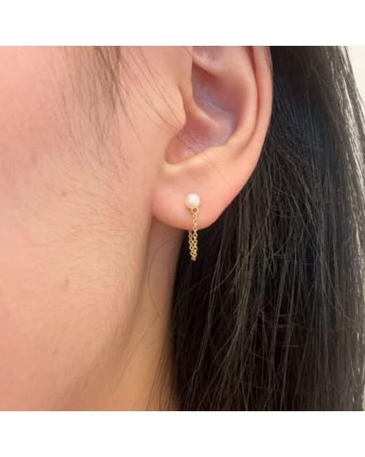 Unaloe White Sterling Pearl Chain Drop Earrings – Contemporary Minimalist Jewelry