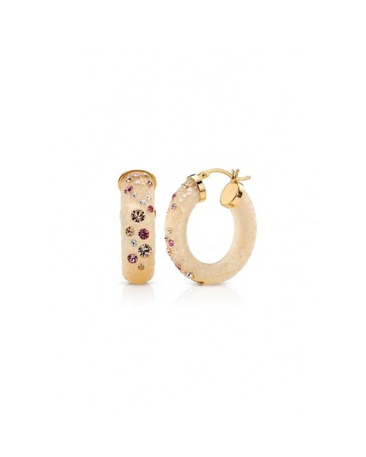 Gold & Honey Metallic Small Oval Confetti Hoop Earrings