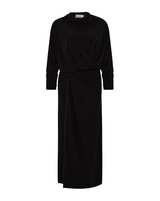 Exquise Black Draped Detail Mini Dress –