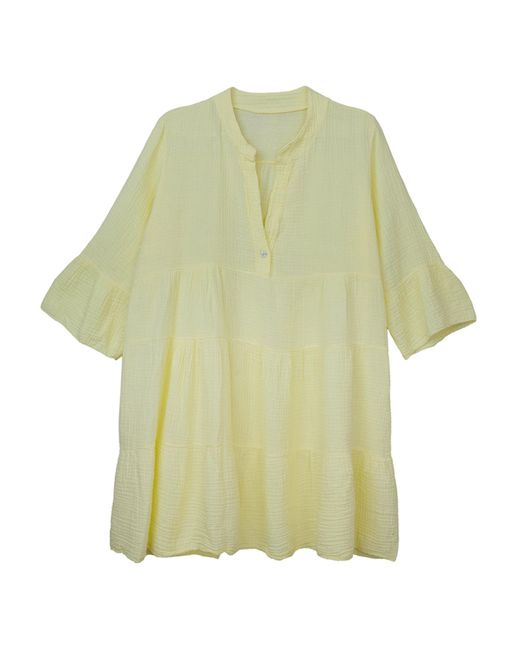Cove Green Cheesecloth Tiered Yellow Dress