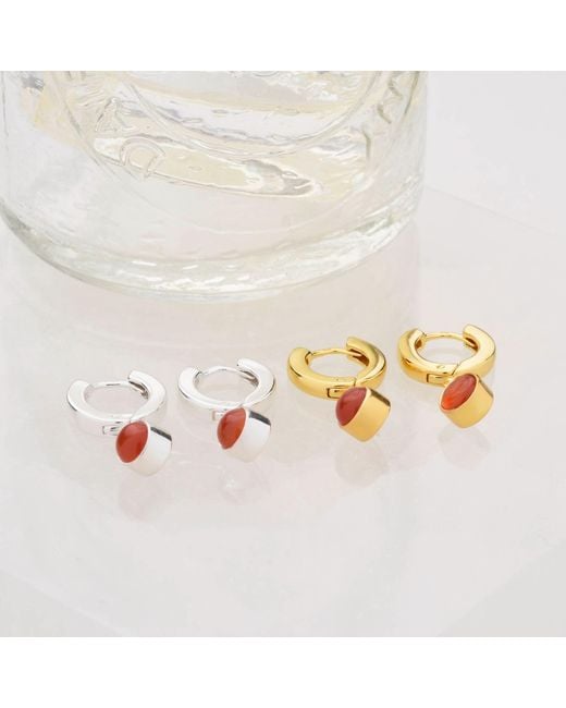 Nellou Jewellery White Gem Hoop July Birthstone Earrings Sterling