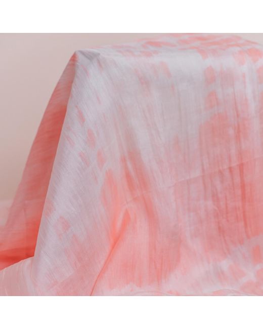 Silk and Bears Pink Coral Blush Shibori Silk Scarf – Hand-Dyed Mulberry Silk Shawl, Beach & Resort Cover-Up