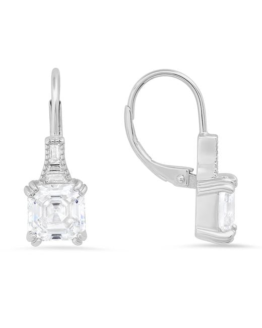 Kylie Harper White Vintage Asscher Cut Diamond Cz Leverback Earrings