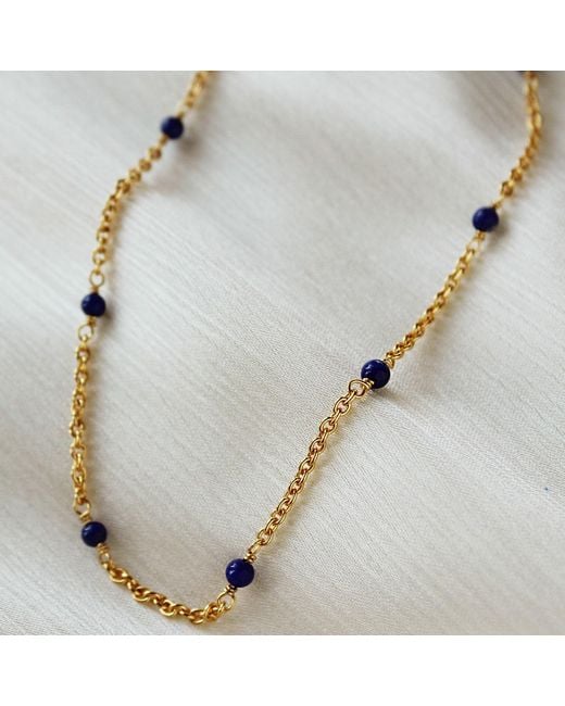 Janus Edinburgh Metallic Ba Lapis Beaded Vermeil Short Chain Necklace