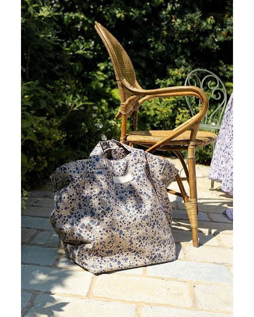 Lily and Lionel Gray Large Tote Bag Floral Aster Print