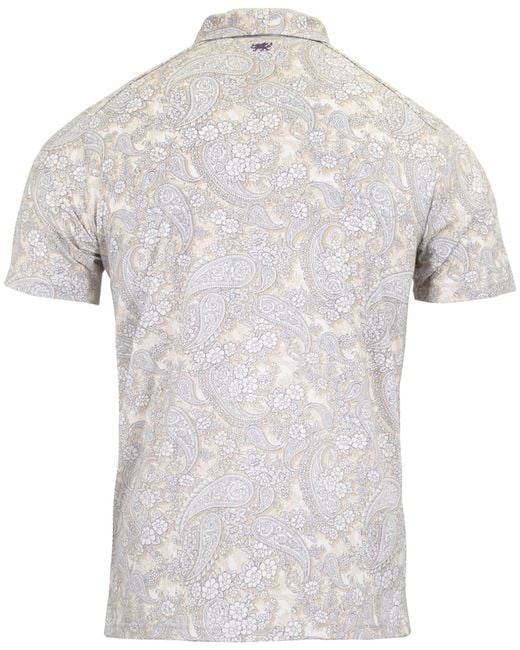 Lords of Harlech Gray Neutrals Pietro Paisley Romance Polo Shirt for men