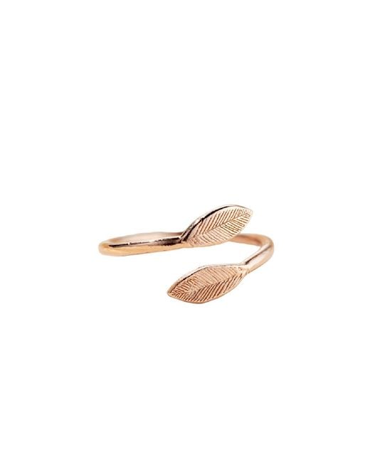 Posh Totty Designs White Rose Gold Plated Leaf Open Ring