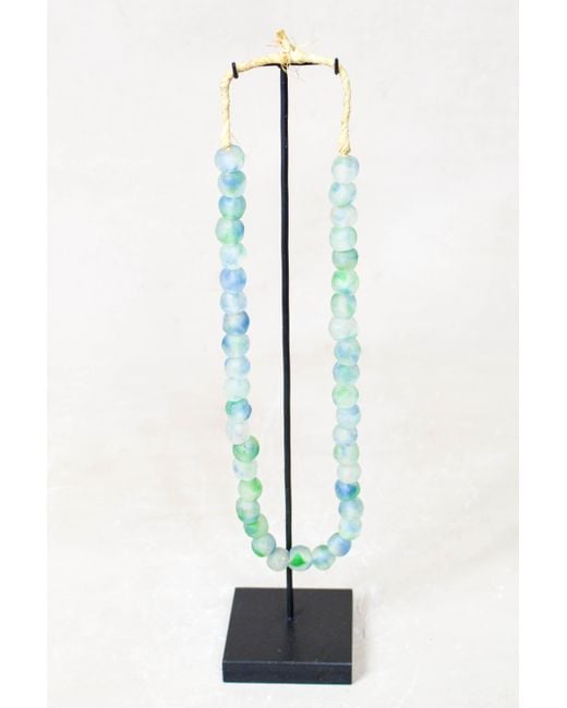 Botanical Boys Blue Ghana Glass Beads Necklace