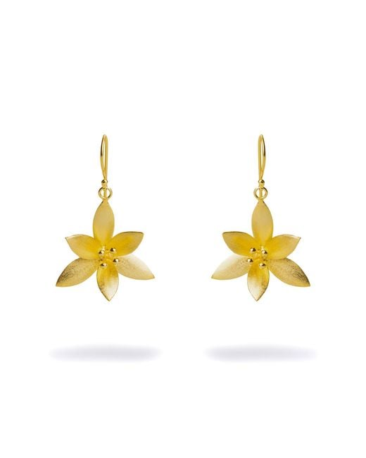 Ebru Jewelry Yellow Lotus Blossom Vermeil Earrings