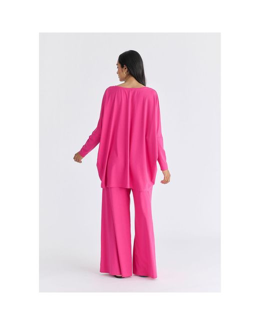 Paisie Pink Wide Neck Oversized Lyocell Jersey Top