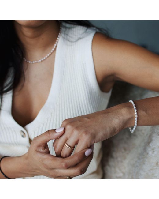 Herself Collections Metallic Freshwater Ivory Pearl Bracelet
