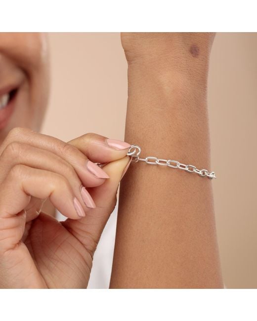 Lily Charmed Metallic Sterling Oval Link Charm Bracelet