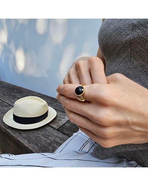 Farra Metallic Agate And Zircon Open Ring