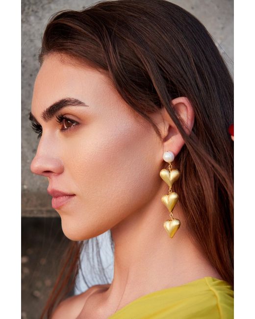 Adriana Pappas Designs Metallic Heart Of Earrings