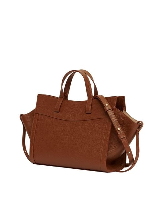 Saonara Brand Brown Mini Shopping Bag Chestnut Leather