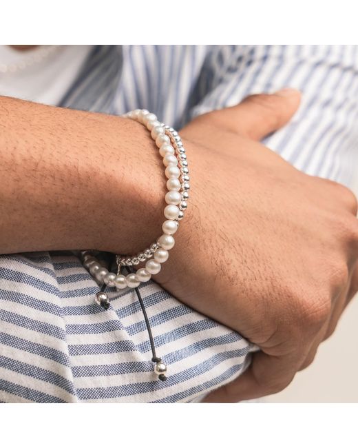 Dower & Hall White Pearl Bracelet for men
