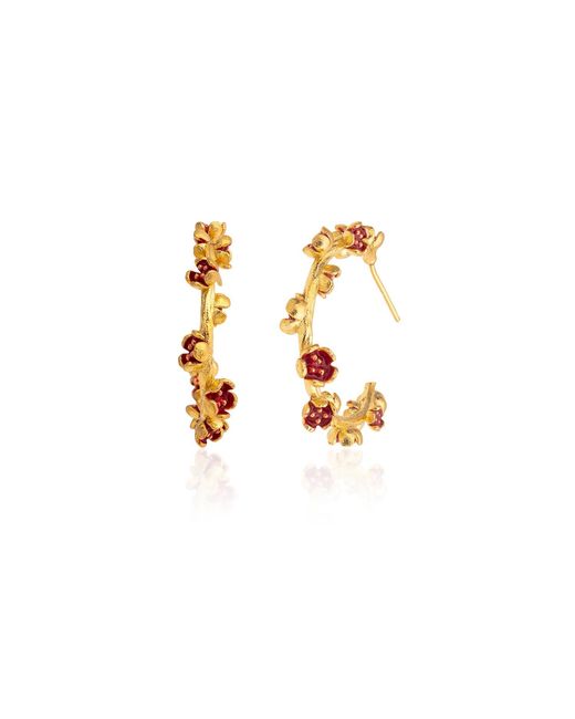 Milou Jewelry Red Large Flower Hoop Earrings