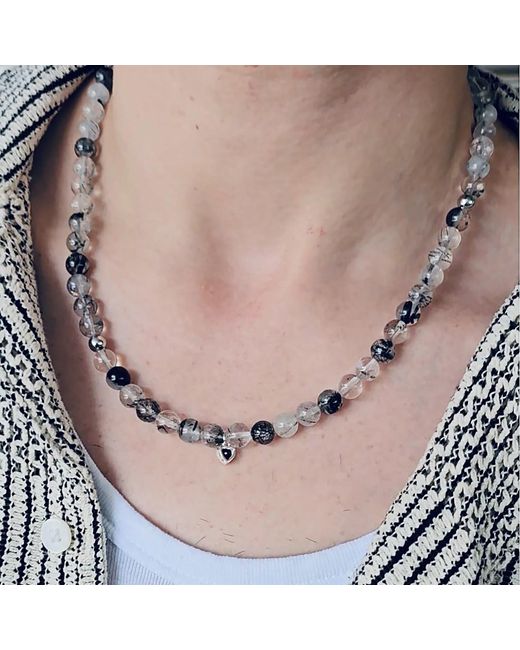 Farra Metallic Rutilated Quartz Necklace for men