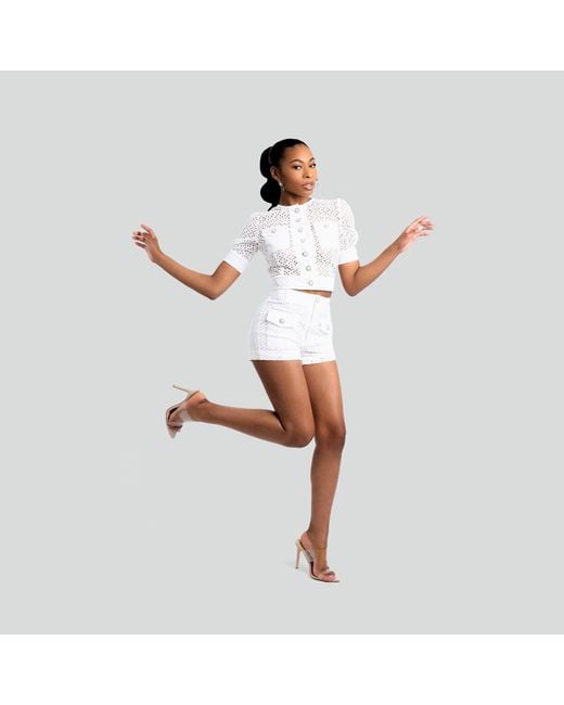 Maui X Lolita White Fae Eyelet Two-Piece Shorts Set
