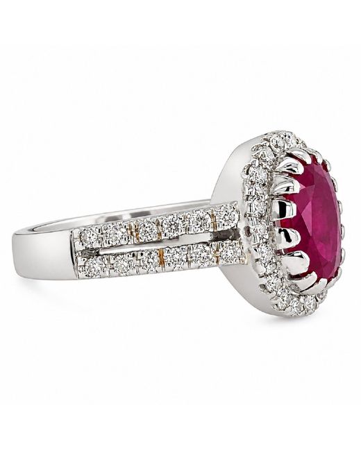Artisan White 18K Round Ruby & Diamond Halo Ring