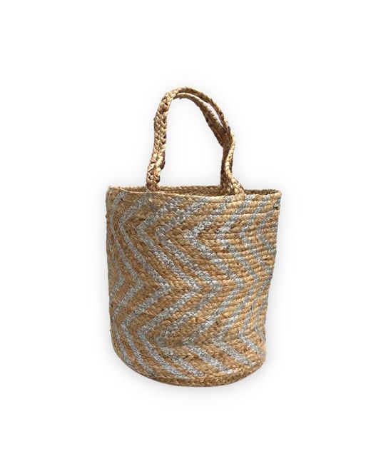VIDA VIDA Metallic Jute Beach Tote Bag