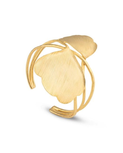 Meraki by Rashmi Bajaj Metallic Ginko Leaf Plated Wrap Cuff Bracelet