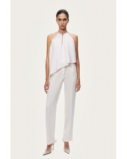 Nocturne White Embellished Halter Blouse