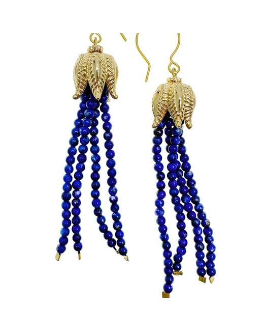 Farra Blue Lapis Tassel Earrings