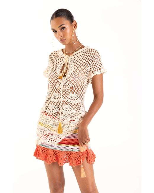 Andreeva Red Coral Reef Handmade Crochet Mini Skirt