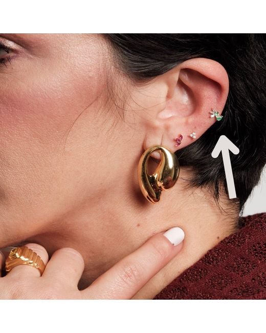 LINYA JEWELLERY Metallic Real Drop Baguette Cartilage Tragus Earrings