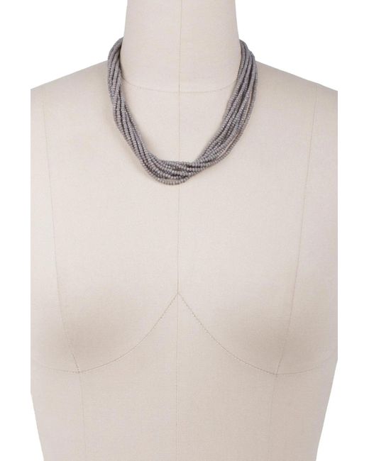 Saachi Gray Crystal Multi Beaded Necklace