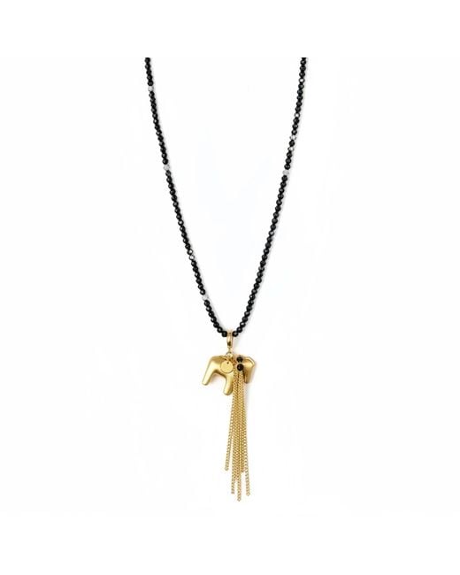 Angel Barocco Metallic Equestrian Tassel Pendant Long Necklace